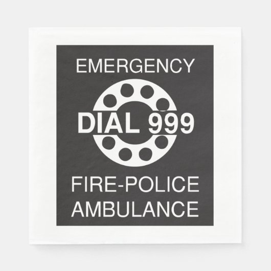 Emergency Dial 999 Sign Fire Police Ambulance Servet (Voorkant)