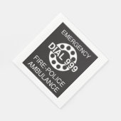 Emergency Dial 999 Sign Fire Police Ambulance Servet (Hoek)