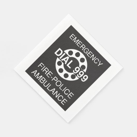 Emergency Dial 999 Sign Fire Police Ambulance Servet (Hoek)
