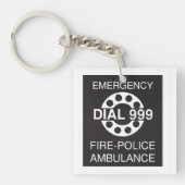 Emergency Dial 999 Sign Fire Police Ambulance Sleutelhanger (Voorkant)