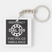 Emergency Dial 999 Sign Fire Police Ambulance Sleutelhanger (Achterkant)
