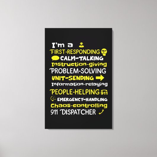 Emergency Dispatcher - Thin Yellow Line Dispatcher Canvas Afdruk (Voorkant)