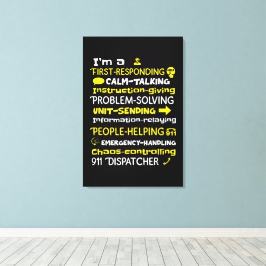 Emergency Dispatcher - Thin Yellow Line Dispatcher Canvas Afdruk (Insitu (Houten vloer))