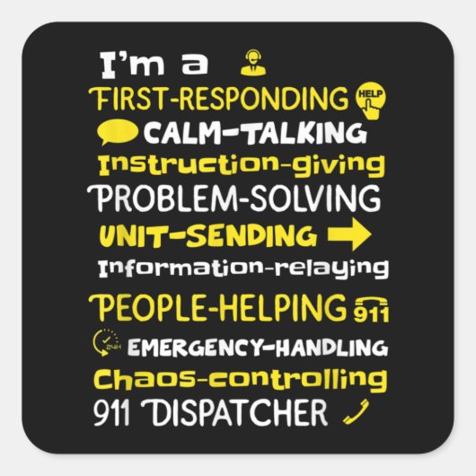Emergency Dispatcher - Thin Yellow Line Dispatcher Vierkante Sticker (Voorkant)