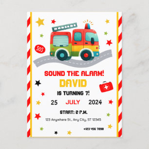 Emergency Fun! Fire Truck Theme Party Uitnodiging