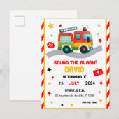 Emergency Fun! Fire Truck Theme Party Uitnodiging (Voorkant / Achterkant)
