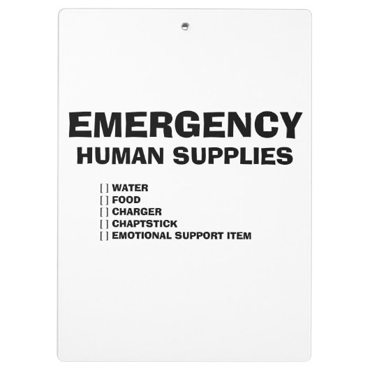 Emergency Human Supplies Klembord (Achterkant)