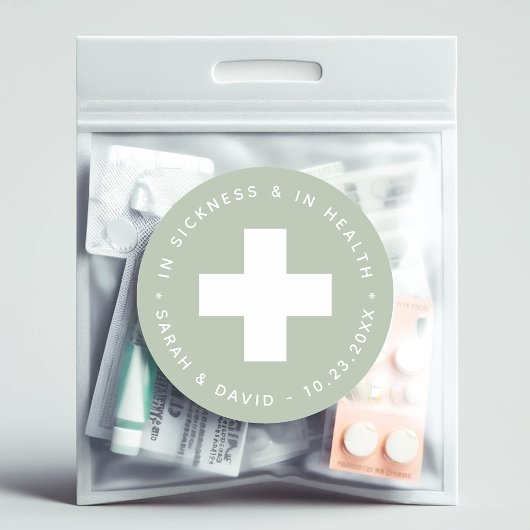 Emergency Kit Sage Green bij ziekte en gezondheid Ronde Sticker