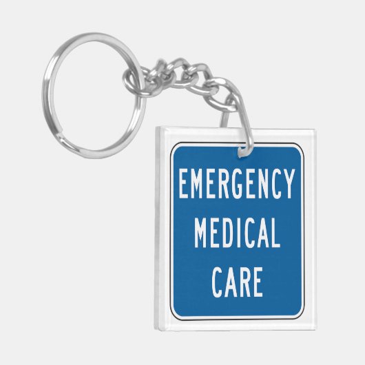 Emergency Medical Care Road Sign Sleutelhanger (Voorkant Links)