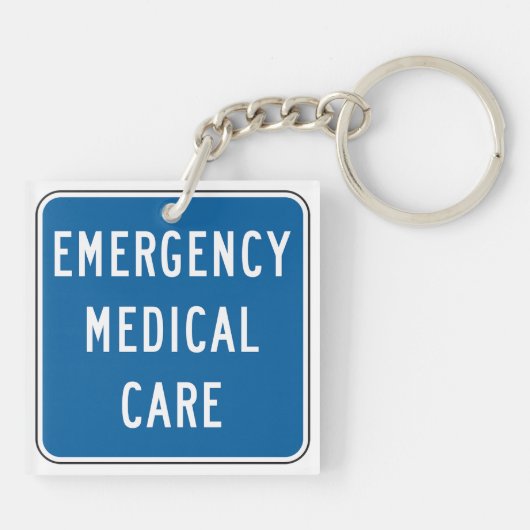Emergency Medical Care Road Sign Sleutelhanger (Achterkant)