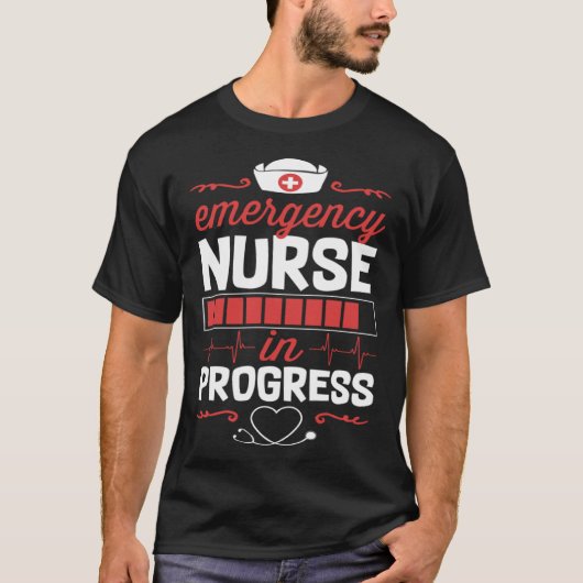 Emergency Nurse In Progress Nursing School Student T-shirt (Voorkant)
