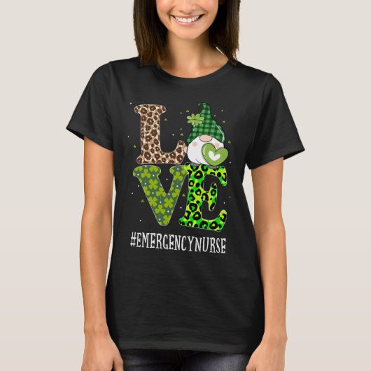 Emergency Nurse Love St Patricks Day Gnome Leopard T-shirt (Voorkant)