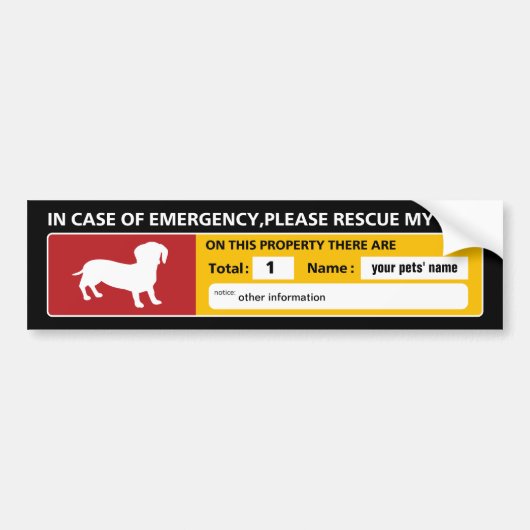 Emergency Sticker (dachshund) (Voorkant)