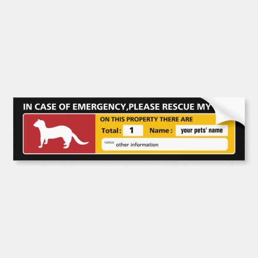 Emergency Sticker (ferret) (Voorkant)