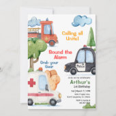 Emergency Vehicles Any Age Birthday Kaart (Voorkant)