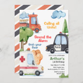 Emergency Vehicles Any Age Birthday Kaart (Voorkant / Achterkant)