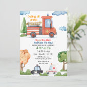 Emergency Vehicles Firetruck Birthday Kaart (Staand voorkant)