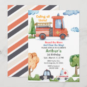 Emergency Vehicles Firetruck Birthday Kaart (Voorkant / Achterkant)