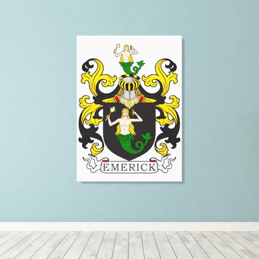 Emerick Family Crest (Duits) Canvas Afdruk (Insitu (Houten vloer))