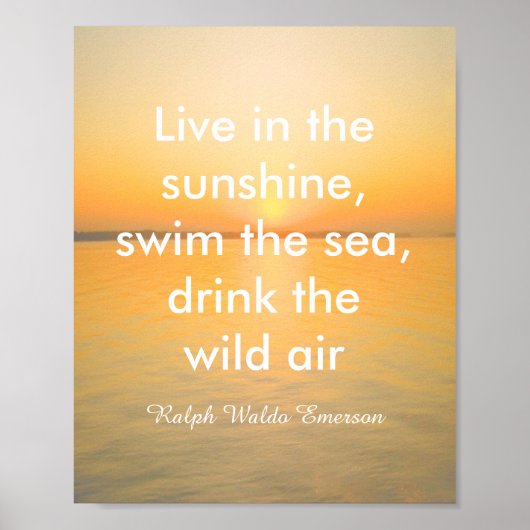 Emerson citeert de zonnefoto van de oceaan poster (Voorkant)