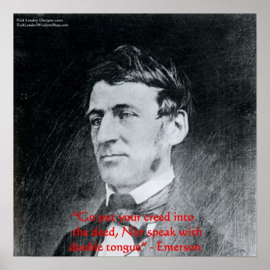 Emerson "Geloof in de Daad" Wijsheid Quote Poster (Voorkant)