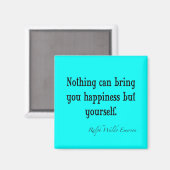  Emerson Happiness Citaat Neon Blue Blauwgroen Magneet (Voorkant / Achterkant)