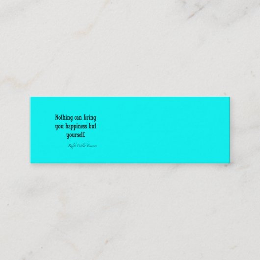  Emerson Happiness Citaat Neon Blue Blauwgroen Mini Visitekaartje (Voorkant)