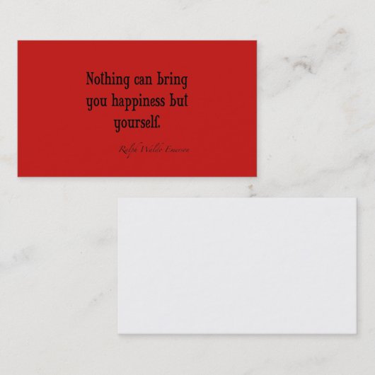  Emerson Happiness Citaat Poppy Red Visitekaartje (Voorkant / Achterkant)