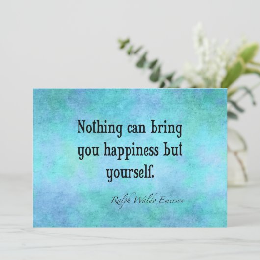  Emerson Happiness Inspirerend Quote Blue (Staand voorkant)