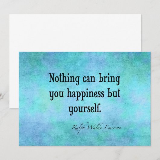  Emerson Happiness Inspirerend Quote Blue (Voorkant / Achterkant)