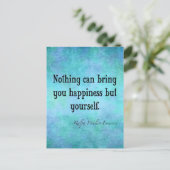 Emerson Happiness Inspirerend Quote Blue Briefkaart (Staand voorkant)