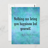 Emerson Happiness Inspirerend Quote Blue Briefkaart (Voorkant / Achterkant)