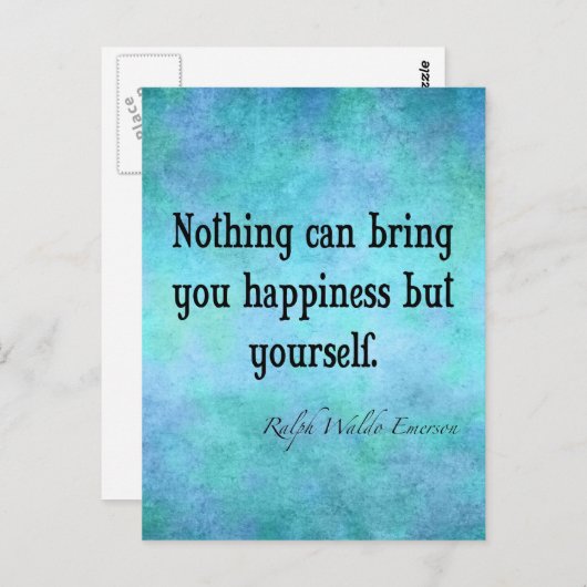  Emerson Happiness Inspirerend Quote Blue Briefkaart (Voorkant / Achterkant)