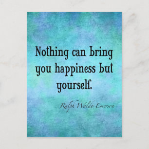  Emerson Happiness Inspirerend Quote Blue Briefkaart