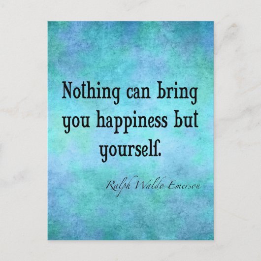Emerson Happiness Inspirerend Quote Blue Briefkaart (Voorkant)