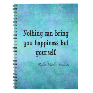  Emerson Happiness Inspirerend Quote Blue Notitieboek