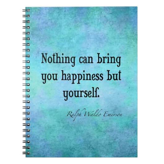Emerson Happiness Inspirerend Quote Blue Notitieboek (Voorkant)