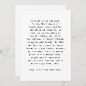 Emerson inspirerend citaat over succes bedankkaart (Voorkant / Achterkant)