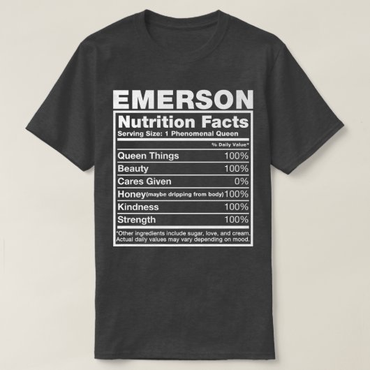 Emerson Nutrition FactsEmerson Name BirthdayPremiu T-shirt (Design voorkant)