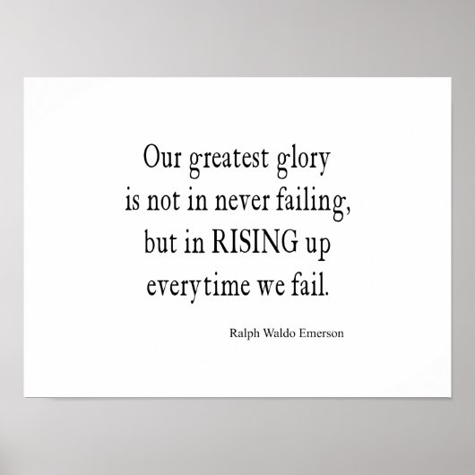  Emerson Overkomende falingquote Poster (Voorkant)