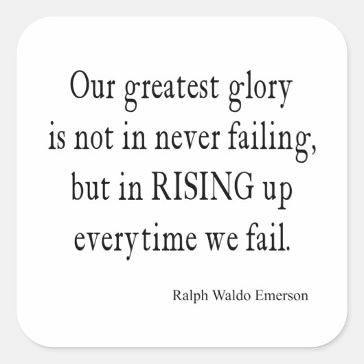  Emerson Overkomende falingquote Vierkante Sticker (Voorkant)