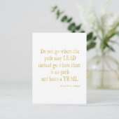 Emerson Quote Gold Faux Glitter Inspirerend Briefkaart (Staand voorkant)