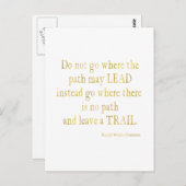 Emerson Quote Gold Faux Glitter Inspirerend Briefkaart (Voorkant / Achterkant)