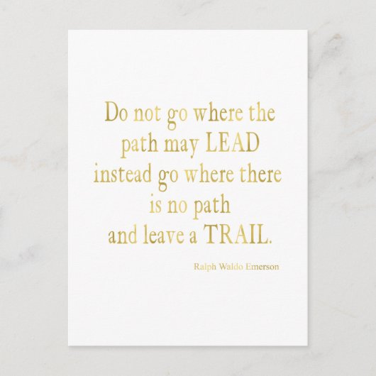 Emerson Quote Gold Faux Glitter Inspirerend Briefkaart (Voorkant)