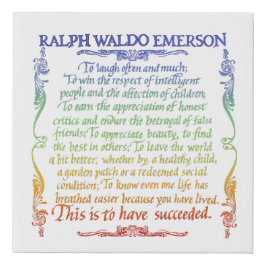 Emerson quote-Succes, regenboog Imitatie Canvas Print