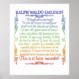 Emerson quote-Succes, regenboog Poster