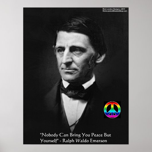 Emerson "Vreedzaam Jezelf" Wijsheid Quote Poster (Voorkant)