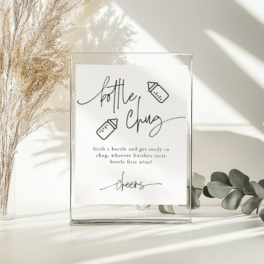 EMERY Bottle Chug Beer Baby shower Spel Poster