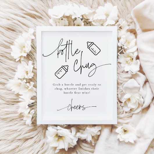 EMERY Bottle Chug Beer Baby shower Spel Poster