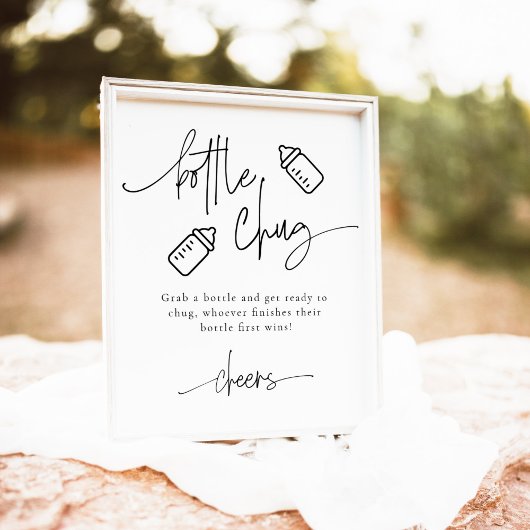 EMERY Bottle Chug Beer Baby shower Spel Poster